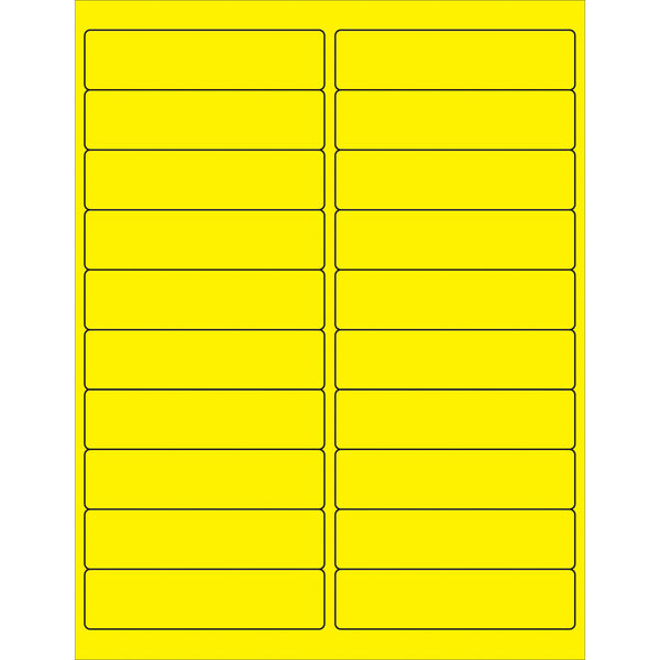 4 x 1" Fluorescent Yellow Rectangle Laser Labels 2000/Case