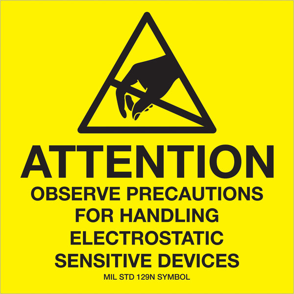 4 x 4" - "Attention - Observe Precautions" Labels 500/Roll