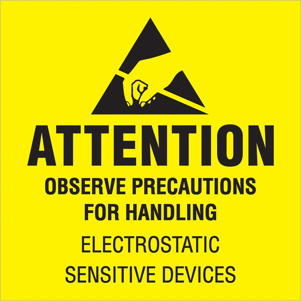 4 x 4" - "Attention - Observe Precautions" Labels 500/Roll