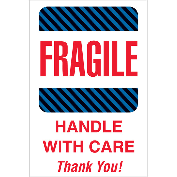 4 x 6" - "Fragile - Handle With Care" Labels 500/Roll