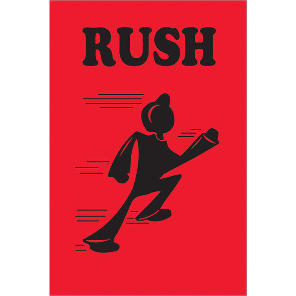 4 x 6" - "Rush" (Fluorescent Red) Labels 500/Roll