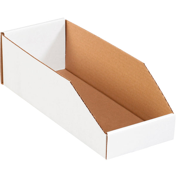 6 x 15 x 4 1/2 Open-Top White Corrugated Bin Box  50/Bundle