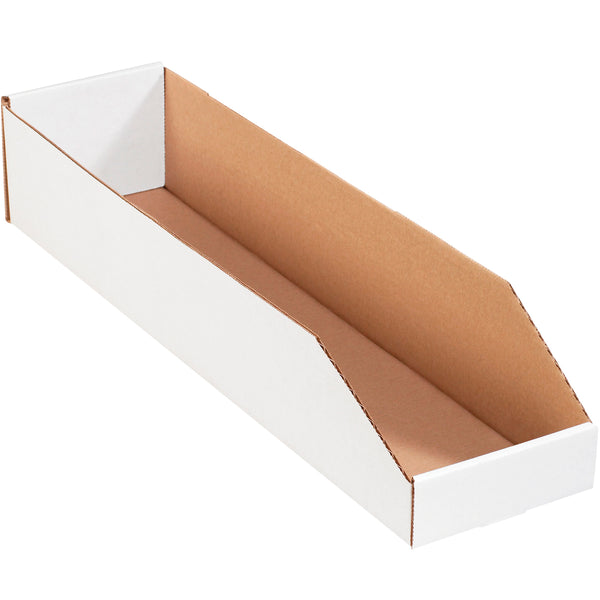 6 x 24 x 4 1/2 Open-Top White Corrugated Bin Box  50/Bundle