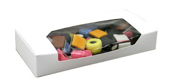 7-3/8 3-1/2 x 1-1/4 (3/4 lb.) White Edge-Window Candy Box 500/Case