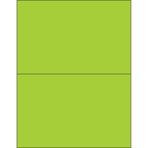 8 1/2 x 5 1/2" Fluorescent Green Removable Rectangle Laser Labels 200/Case