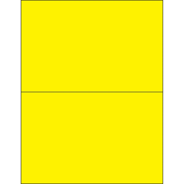 8 1/2 x 5 1/2" Fluorescent Yellow Removable Rectangle Laser Labels 200/Case