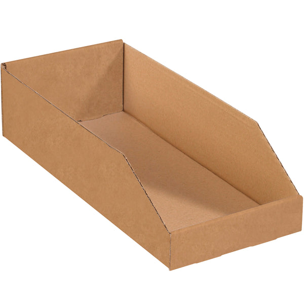 8 x 18 x 4 1/2 Kraft Open-Top Corrugated Bin Box  50/Bundle