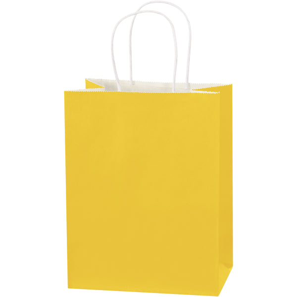 8 x 4 1/2 x 10 1/4 Buttercup Tinted Shopping Bags 250/Case