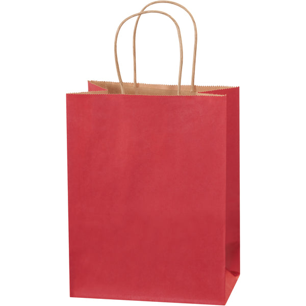8 x 4 3/4 x 10 1/2 Red Shopping Bags w/ Handles 250/Case