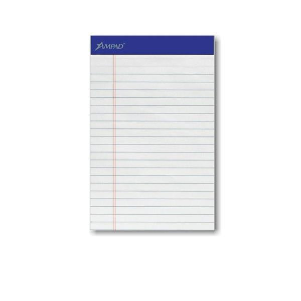 5" x 8" White Junior Legal Pad, 12 pads/pack