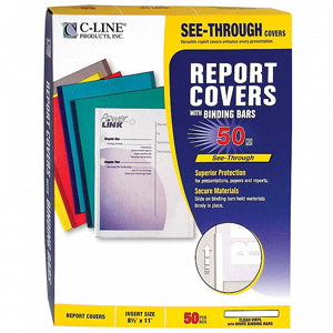 Clear Vinyl Report Covers with White Binding 11"x 8.5", 100/Box