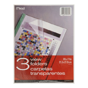 Mead 34816 Clear View Report Cover Folders, 3 folders/retail pack, 24 retail packs/case
