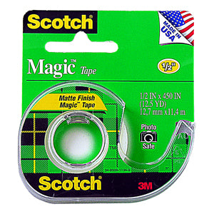 3M Scotch Magic Tape (Matte Finish) 1/2"x450" w/Dispenser, 12 rolls/box