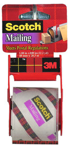 3M Scotch Crystal Clear Mailing Tape 1.88"x800" wDispenser, 6 rolls/box