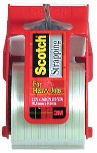3M Scotch Strapping Tape 2"x360" w/Dispenser, 6 rolls/box