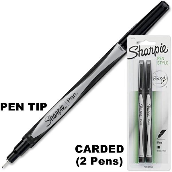 Sharpie Fine Point Tip Pens - Black Permanent Ink, 2 pens/card, 6 cards/pack 12/Pack