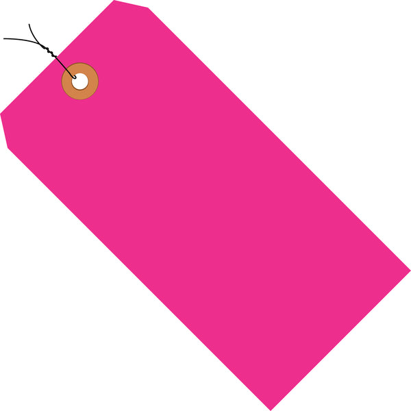 4 3/4 x 2 3/8 Fluorescent Pink 13 Pt. Shipping Tags - Pre-Wired 1000/Case