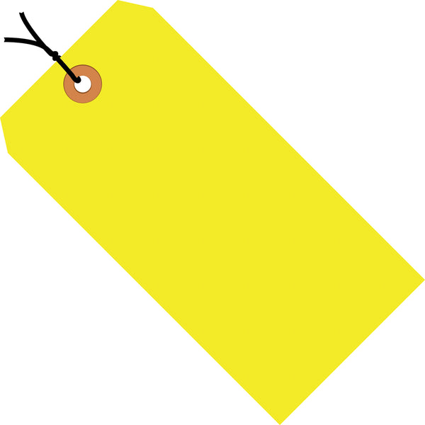 4 3/4 x 2 3/8 Fluorescent Yellow 13 Pt. Shipping Tags - Pre-Strung 1000/Case