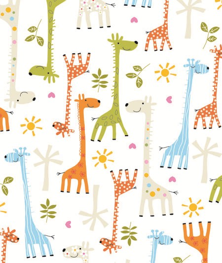 24" x 417 Feet Baby Giraffes Half Ream Gift Wrap