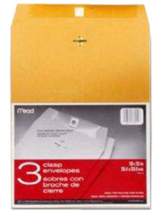76014 Mead 10"x13" Kraft Clasp Envelopes Envelopes, 3 envelopes/retail pack, 12 retail packs/case