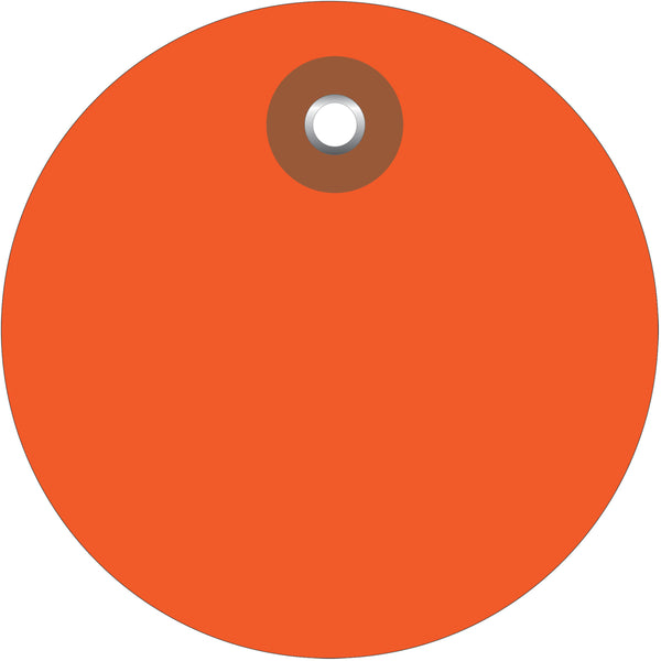 3" Orange Plastic Circle Tags 100/Case