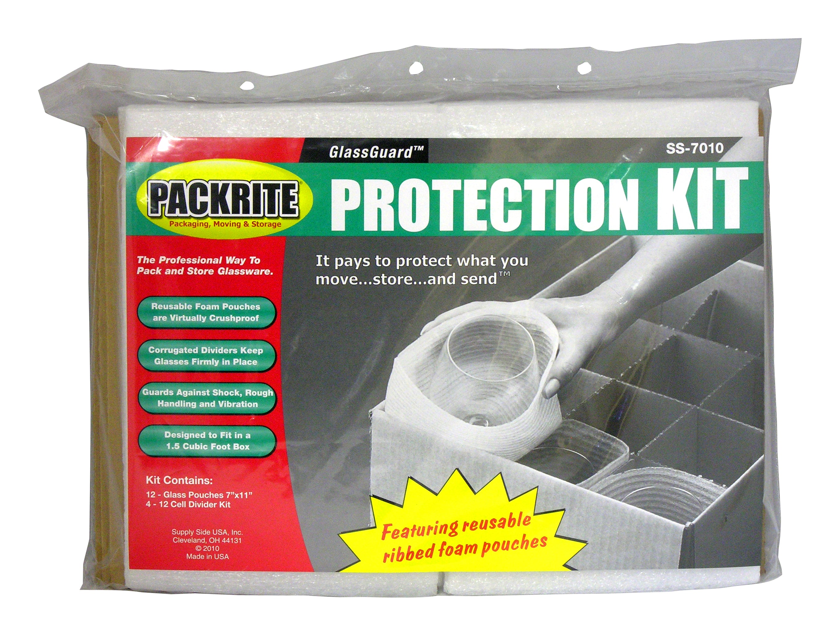 PackRite GlassGuard Protection Kit - Contains: Cardboard Cell  Partitions,Pouches
