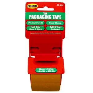 PackRite Tan Ultra-Thick 2.6 mil Packaging Tape 2" x 800" w/Dispenser 12/Case