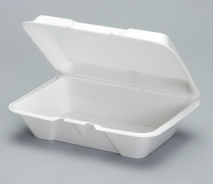 9-1/4 x 6-3/8 x 2-7/8 Foam Hinged Food Carryout Containter - 1 Compartment 200/Case