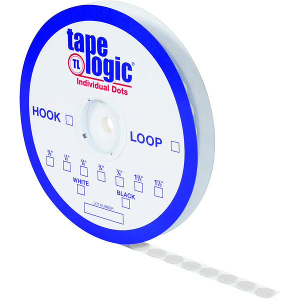 1/2" White Hook Individual Tape Dots 1440/Case