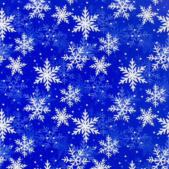24" x 833 Feet Blue Snowflake Full Ream Gift Wrap