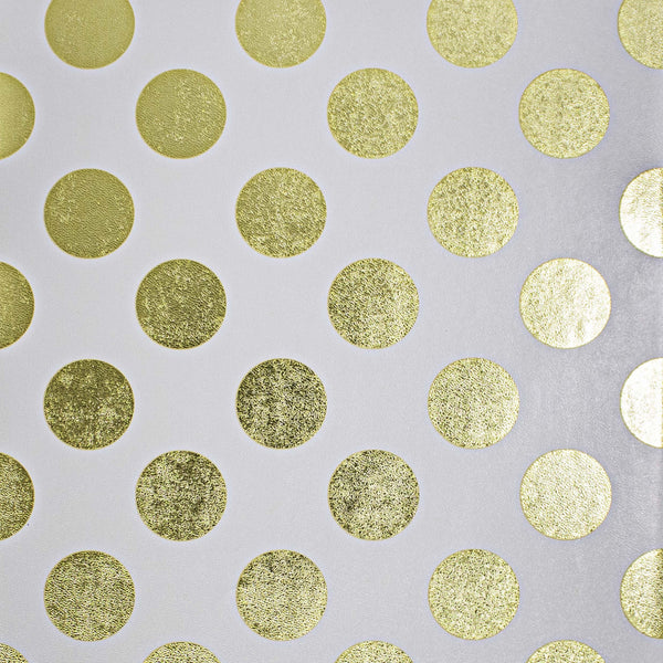 gold white large dots gift wrap