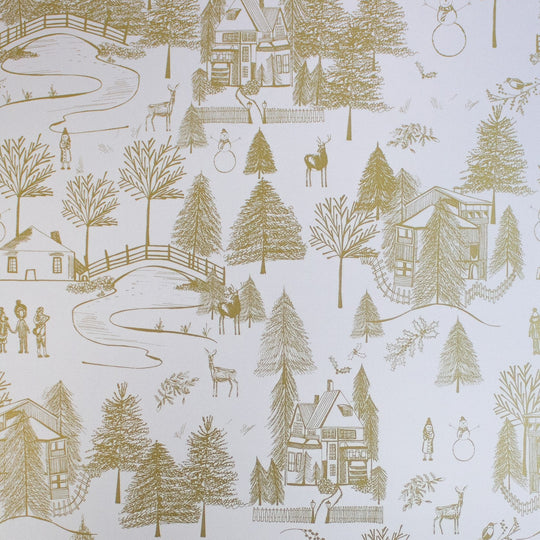 24" x 417 Feet Gold Wintertown Half Ream Gift Wrap