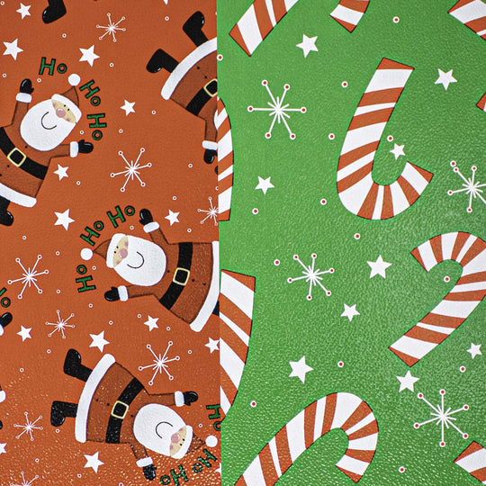 24" x 417 Feet Ho Ho Santa-Stars Half Ream Gift Wrap