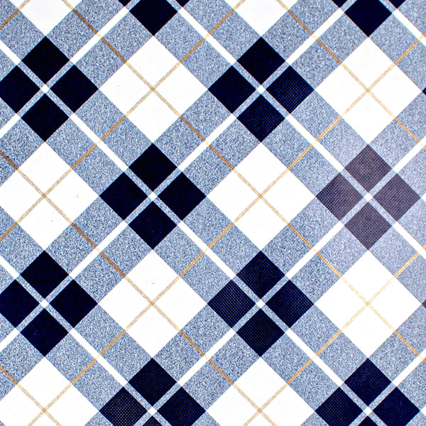 navy gold plaid gift wrap