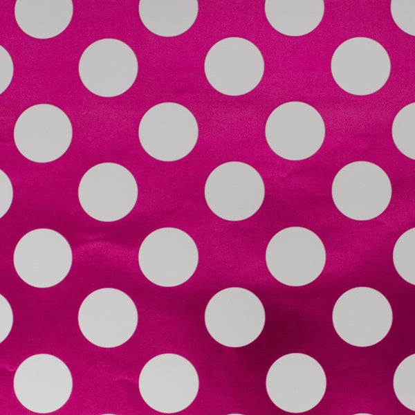 raspberry white dots gift wrap