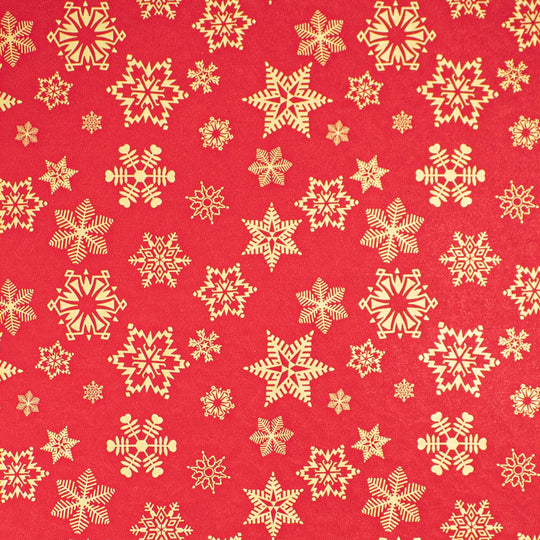 24" x 833 Feet Red-Gold Snowflakes Full Ream Gift Wrap