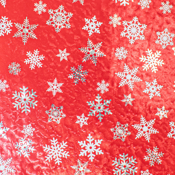 red white snowflake gift wrap