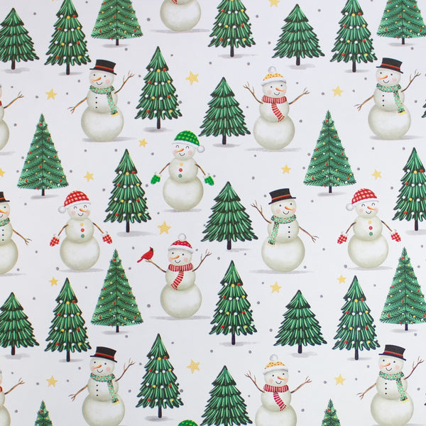 snowmen trees gift wrap