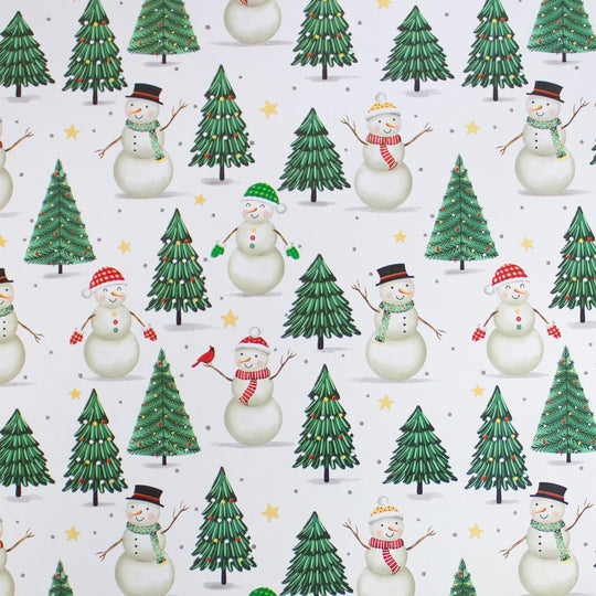 24" x 833 Feet Snowmen & Trees Full Ream Gift Wrap