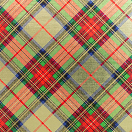 24" x 417 Feet Traditional Gold Plaid Half Ream Gift Wrap