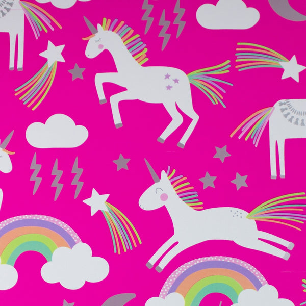 unicorns on pink gift wrap