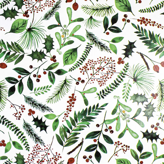 24" x 833 Feet Watercolor Holly Full Ream Gift Wrap