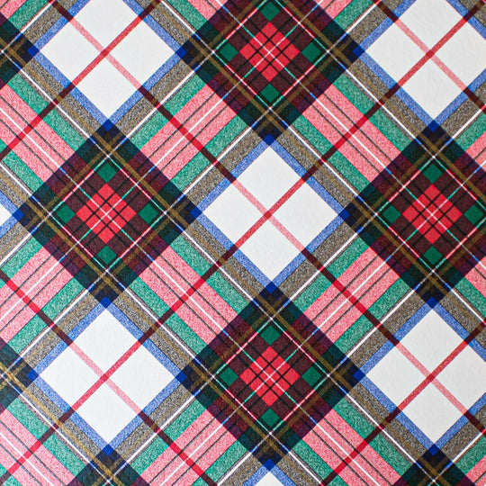 24" x 417 Feet White Plaid Half Ream Gift Wrap