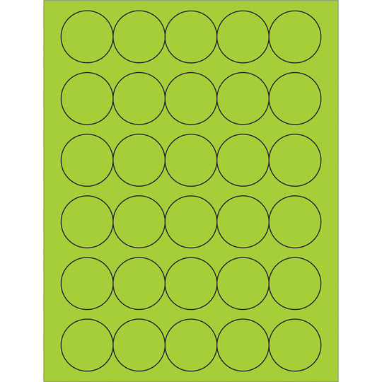 1 1/2" Fluorescent Green Circle Laser Labels 3000/Case