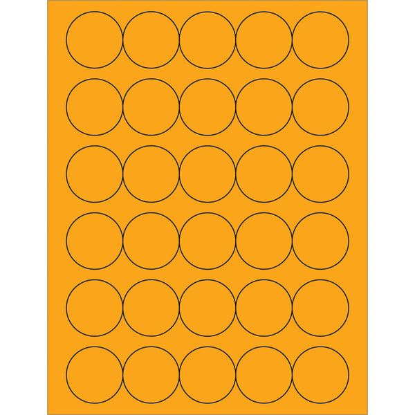 1 1/2" Fluorescent Orange Circle Laser Labels 3000/Case