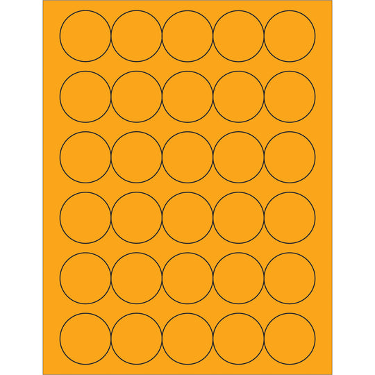 1 1/2" Fluorescent Orange Circle Laser Labels 3000/Case