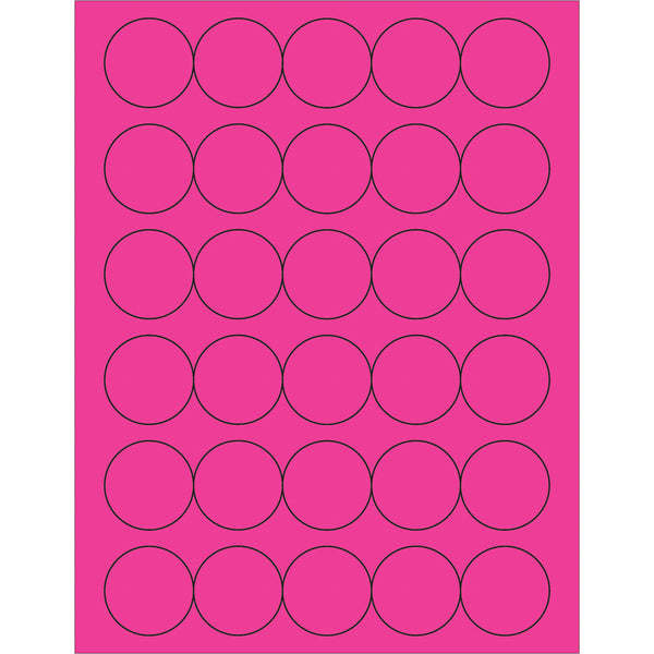 1 1/2" Fluorescent Pink Circle Laser Labels 3000/Case