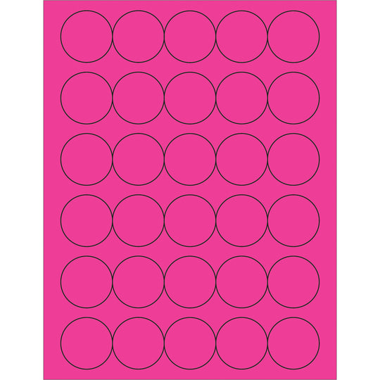 1 1/2" Fluorescent Pink Circle Laser Labels 3000/Case