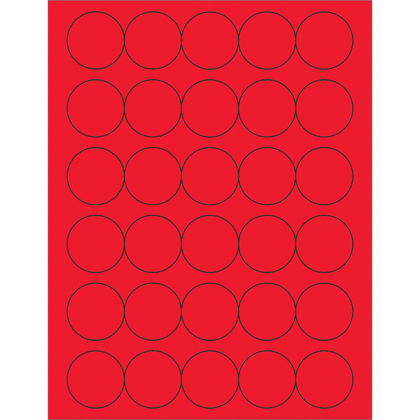 1 1/2" Fluorescent Red Circle Laser Labels 3000/Case
