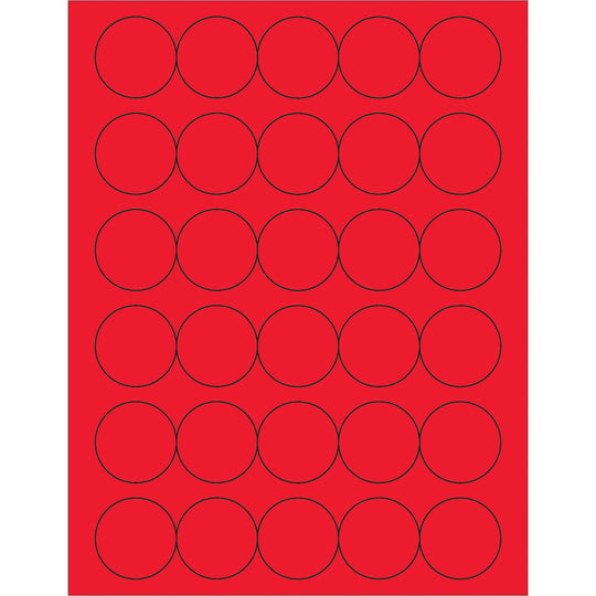 1 1/2" Fluorescent Red Circle Laser Labels 3000/Case